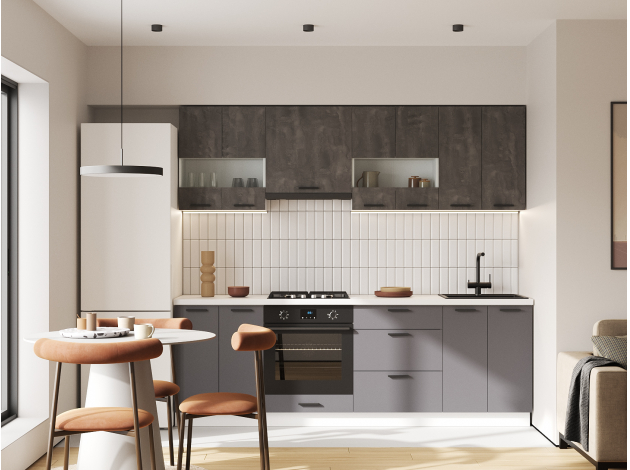 Кухонный гарнитур Модус 240 см со стеклом