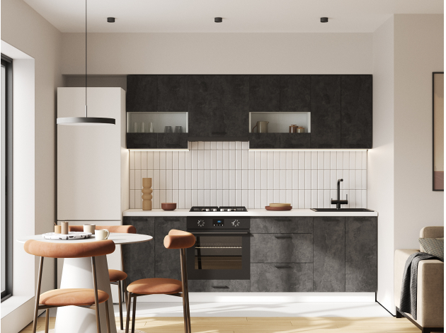 Кухонный гарнитур Модус 240 см со стеклом