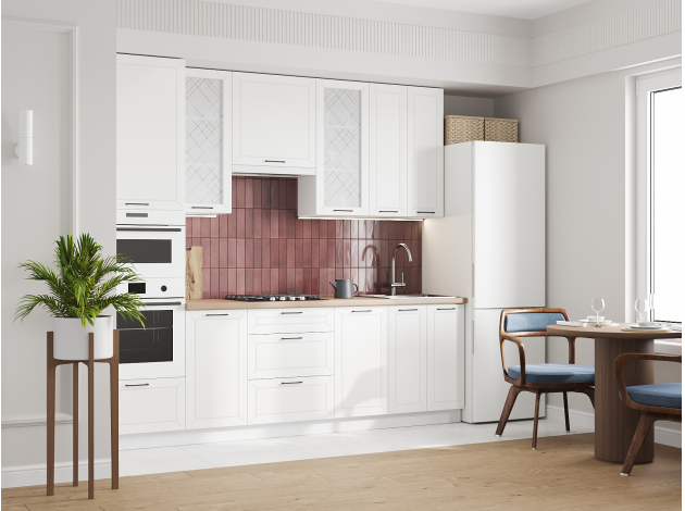 Высокий кухонный гарнитур со стеклом Вектор 260 см