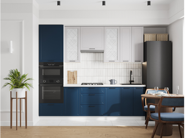 Высокий кухонный гарнитур со стеклом Вектор 260 см