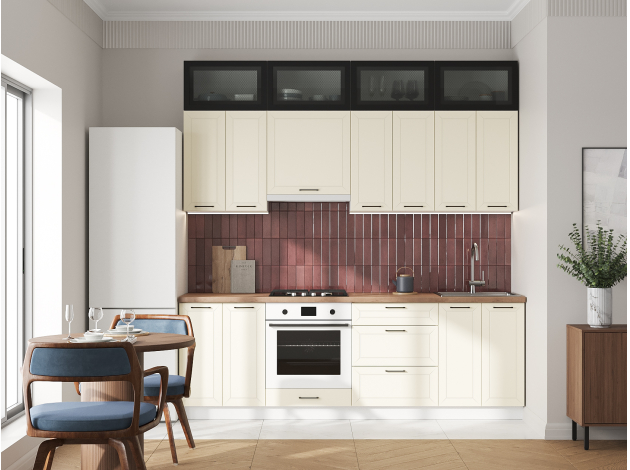 Высокий кухонный гарнитур Вектор 240 см с антресольными шкафами