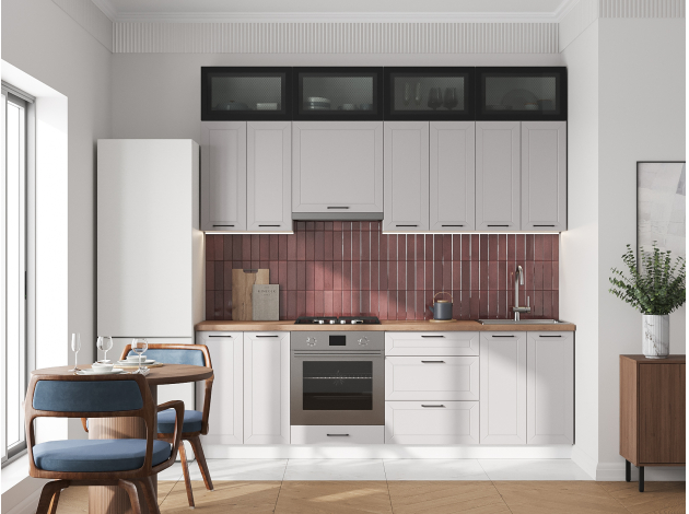 Высокий кухонный гарнитур Вектор 240 см с антресольными шкафами