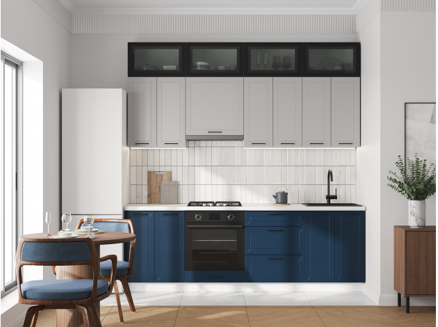 Высокий кухонный гарнитур Вектор 240 см с антресольными шкафами