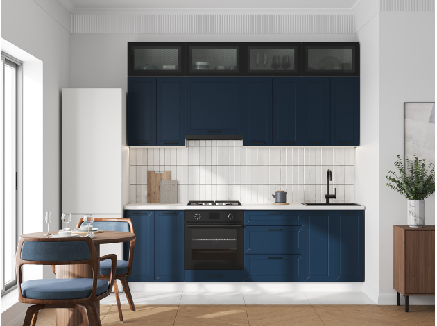 Высокий кухонный гарнитур Вектор 240 см с антресольными шкафами