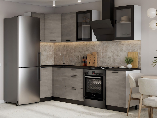 Кухонный гарнитур Модус 210х100 см со стеклом