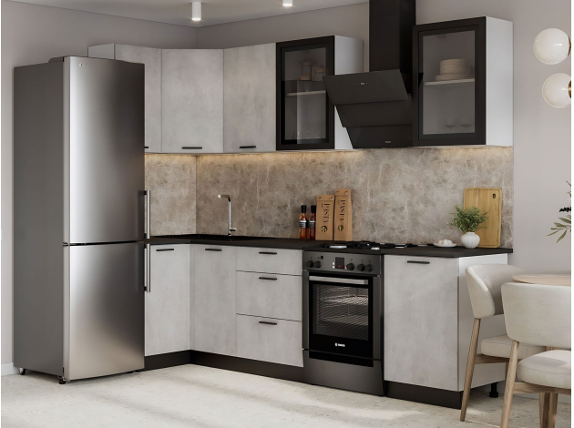 Кухонный гарнитур Модус 210х100 см со стеклом