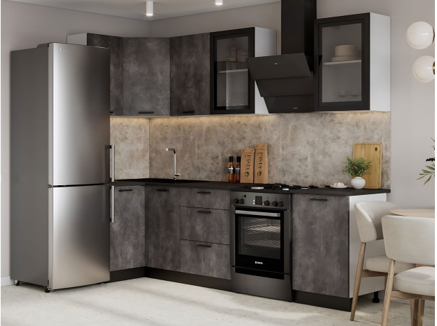 Кухонный гарнитур Модус 210х100 см со стеклом