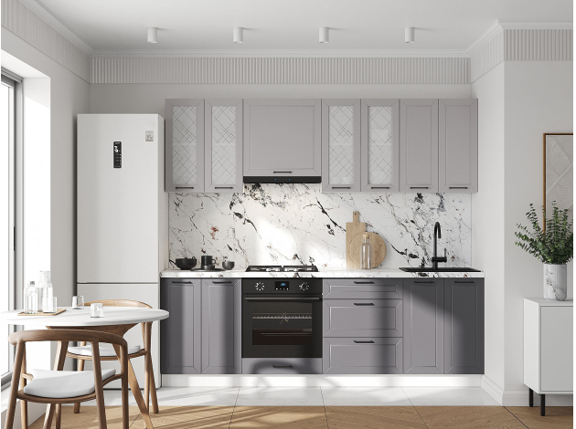 Кухонный гарнитур Вектор 240 см со стеклом