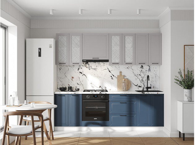 Кухонный гарнитур Вектор 240 см со стеклом