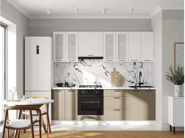 Кухонный гарнитур Вектор 240 см со стеклом