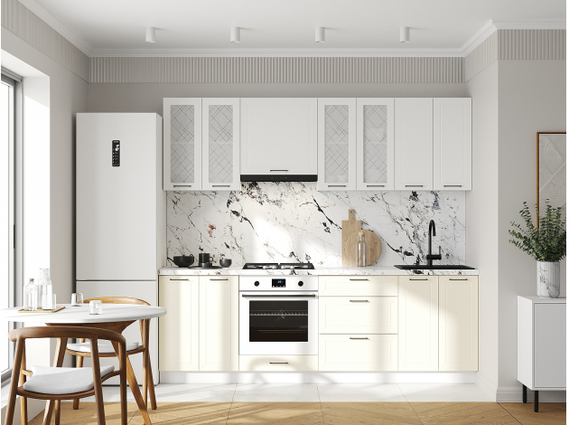 Кухонный гарнитур Вектор 240 см со стеклом