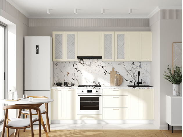 Кухонный гарнитур Вектор 240 см со стеклом