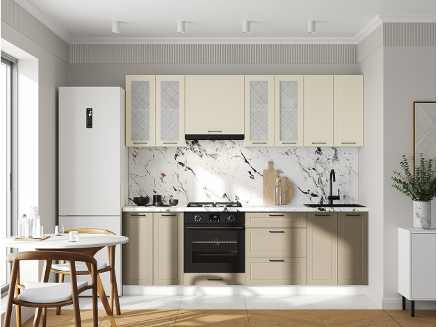 Кухонный гарнитур Вектор 240 см со стеклом