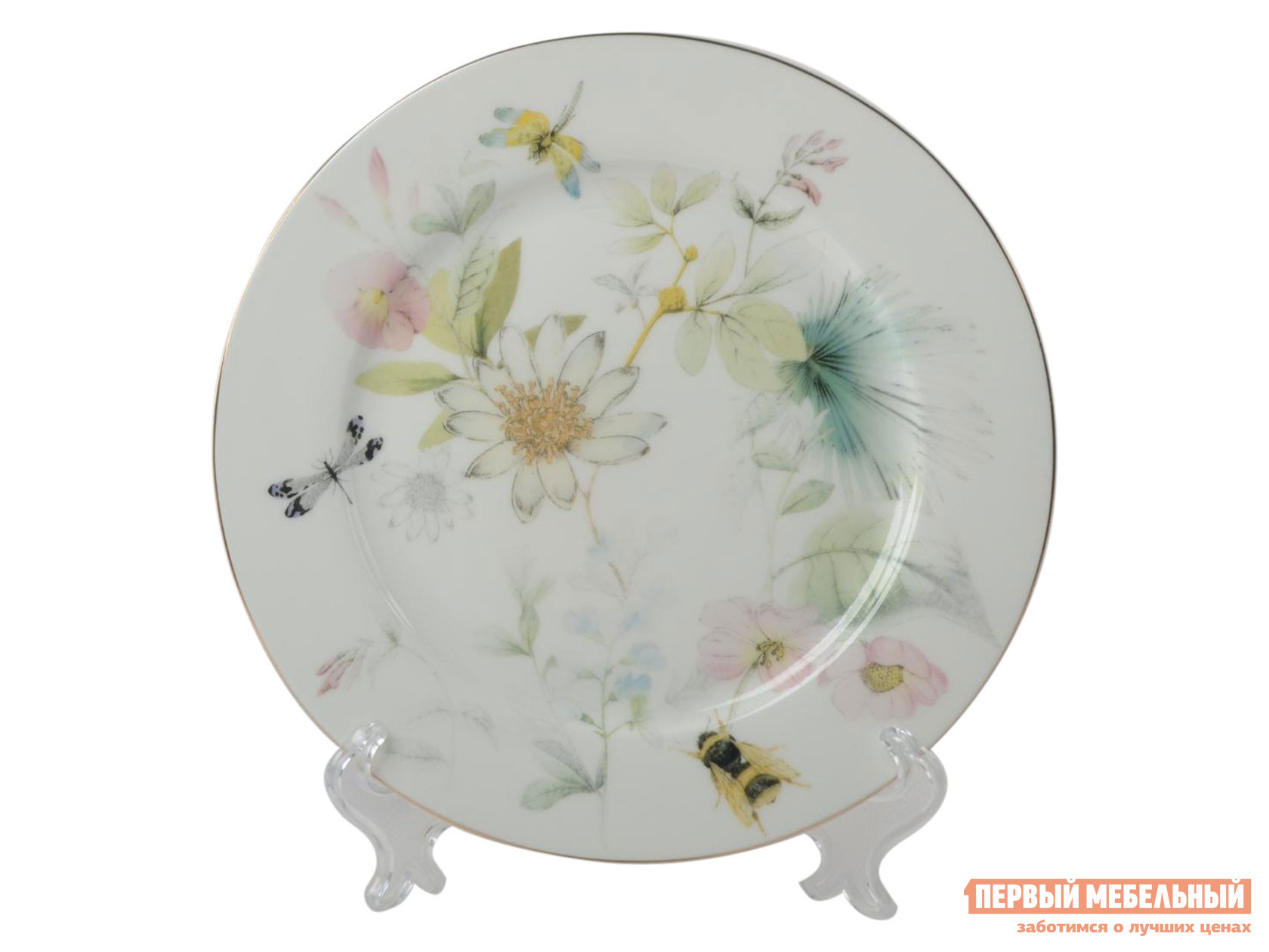 Комплект столовой посуды  Кларисса 6 предметов Белый с рисунком, фарфор