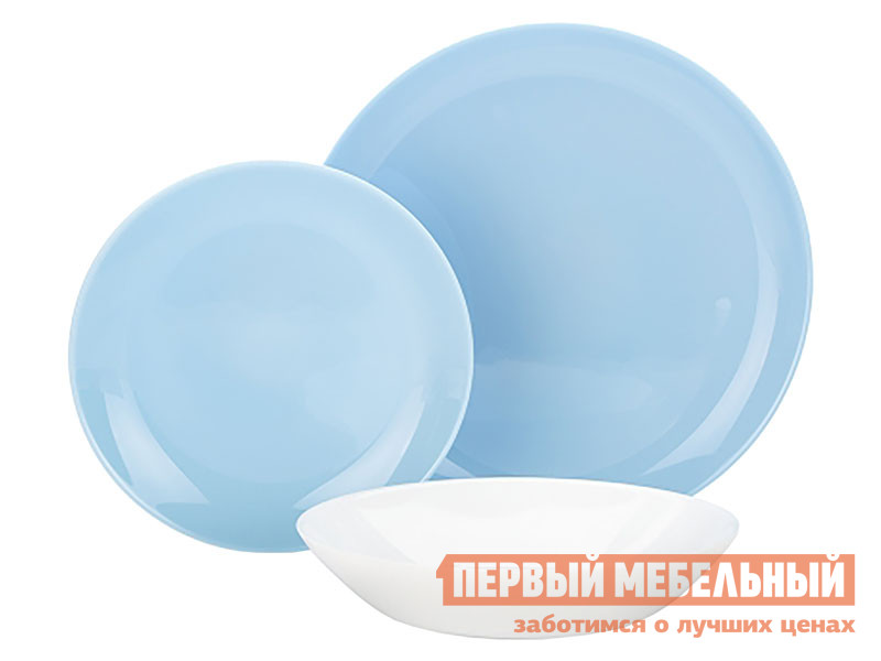 Комплект столовой посуды  Дивали Light blue & White 18 предметов Светло-голубой / Белый