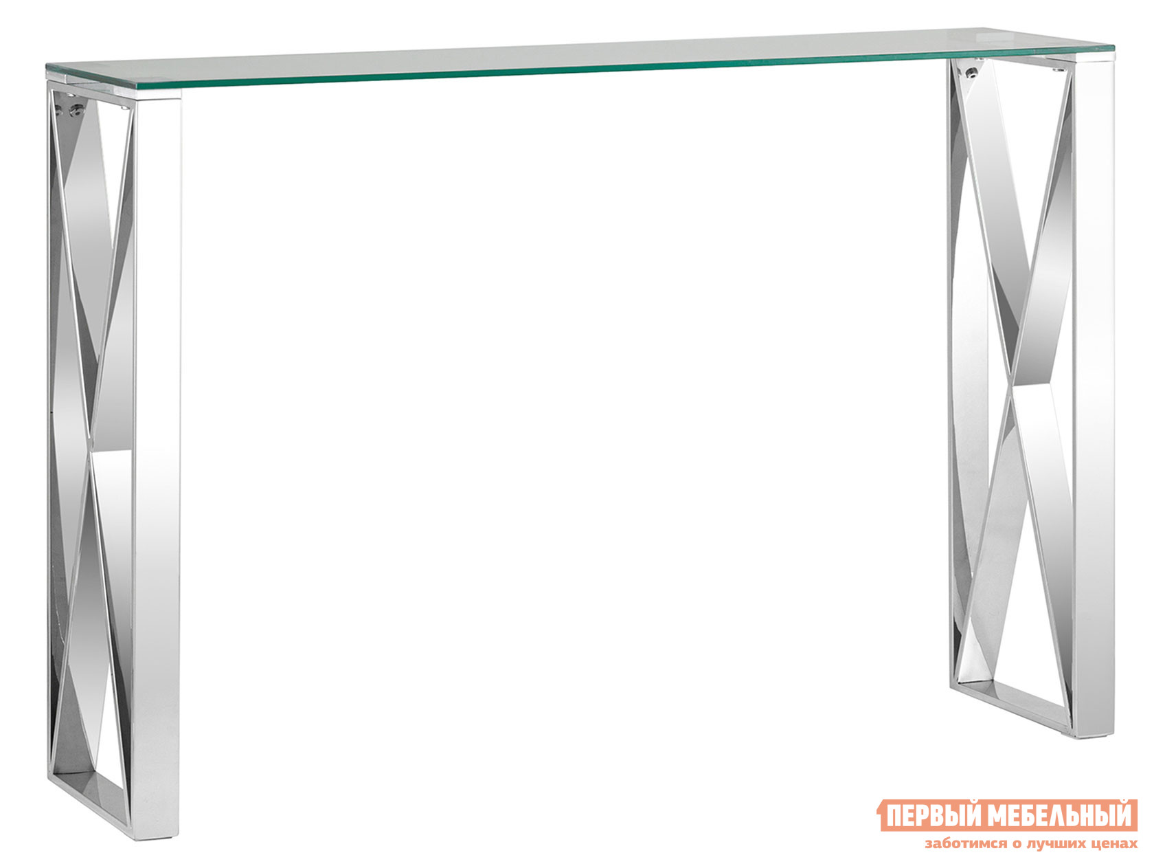 Консоль  Кросс Прозрачное стекло / Сталь, серебро от Первый Мебельный