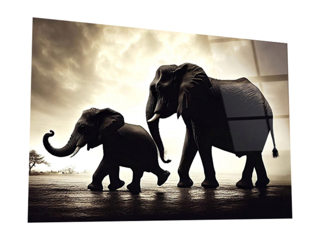 Картина Картина на стекле 40х60 "Слоны". Артикул WBR-15-1580-04