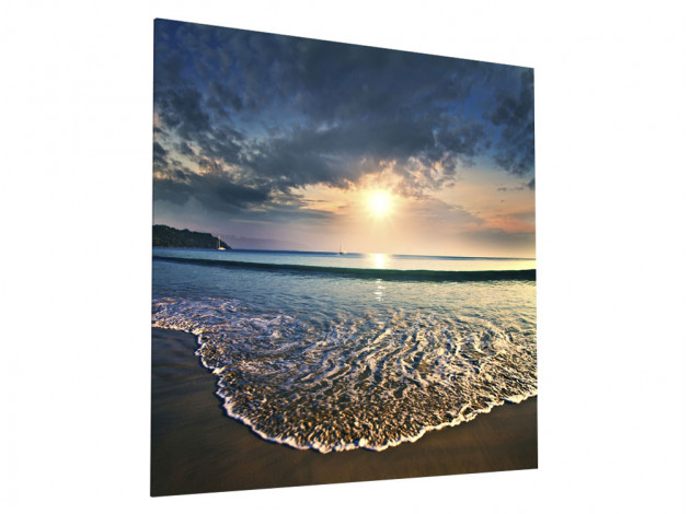Картина Картина на стекле 40х40 "Закат на тропическом пляже", арт. OM-02-19-03