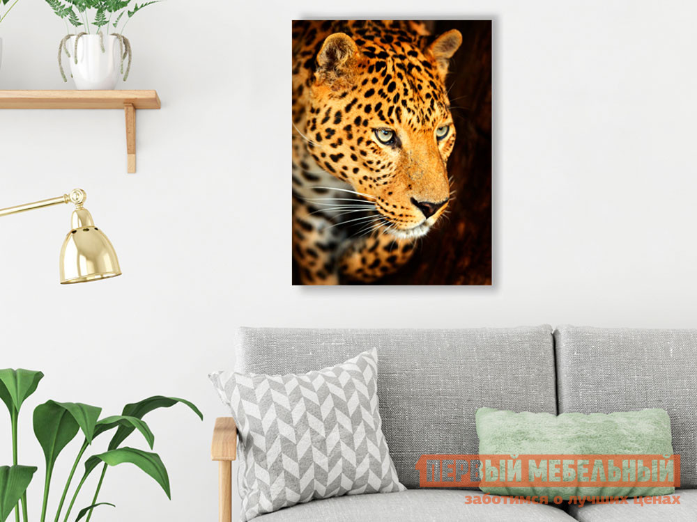 Картина  Внимательный леопард Стекло от Первый Мебельный