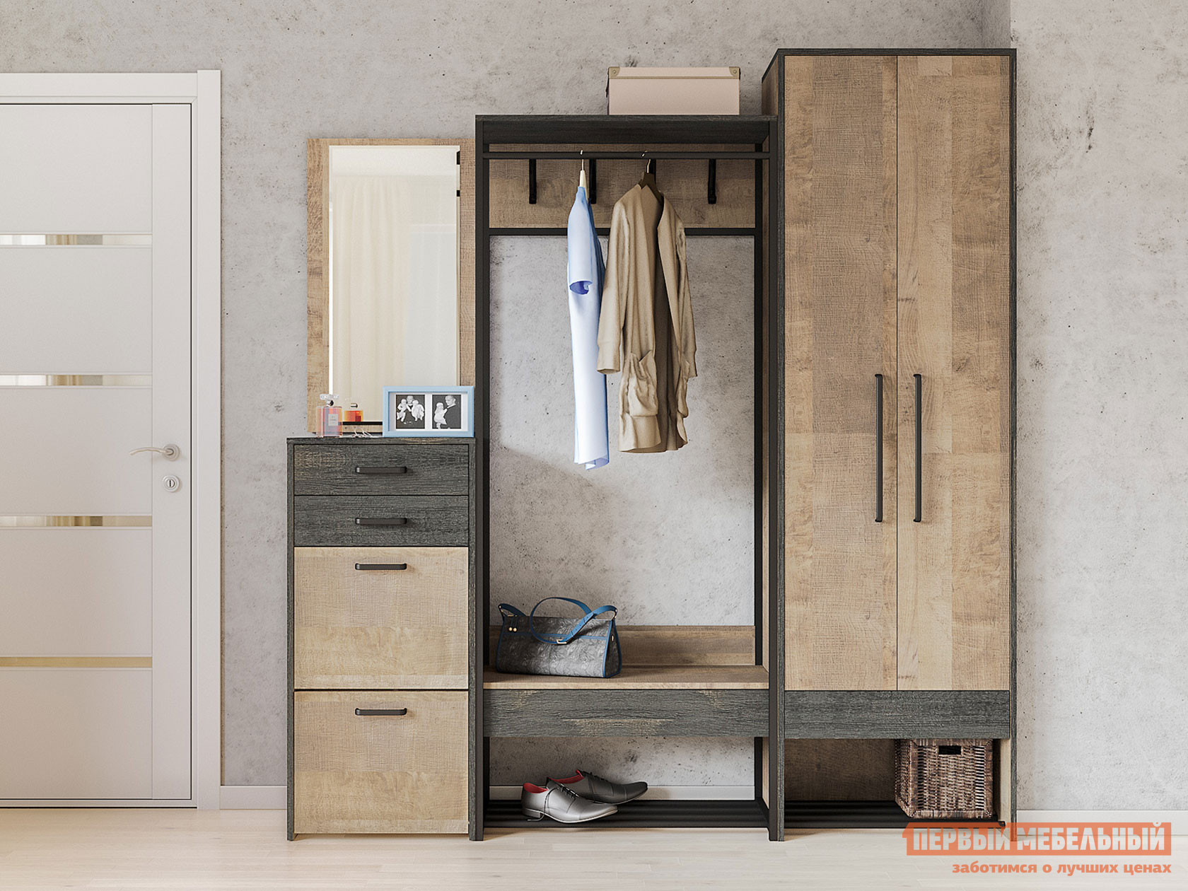 Настенное зеркало  Трувор Дуб Гранж песочный / Интра