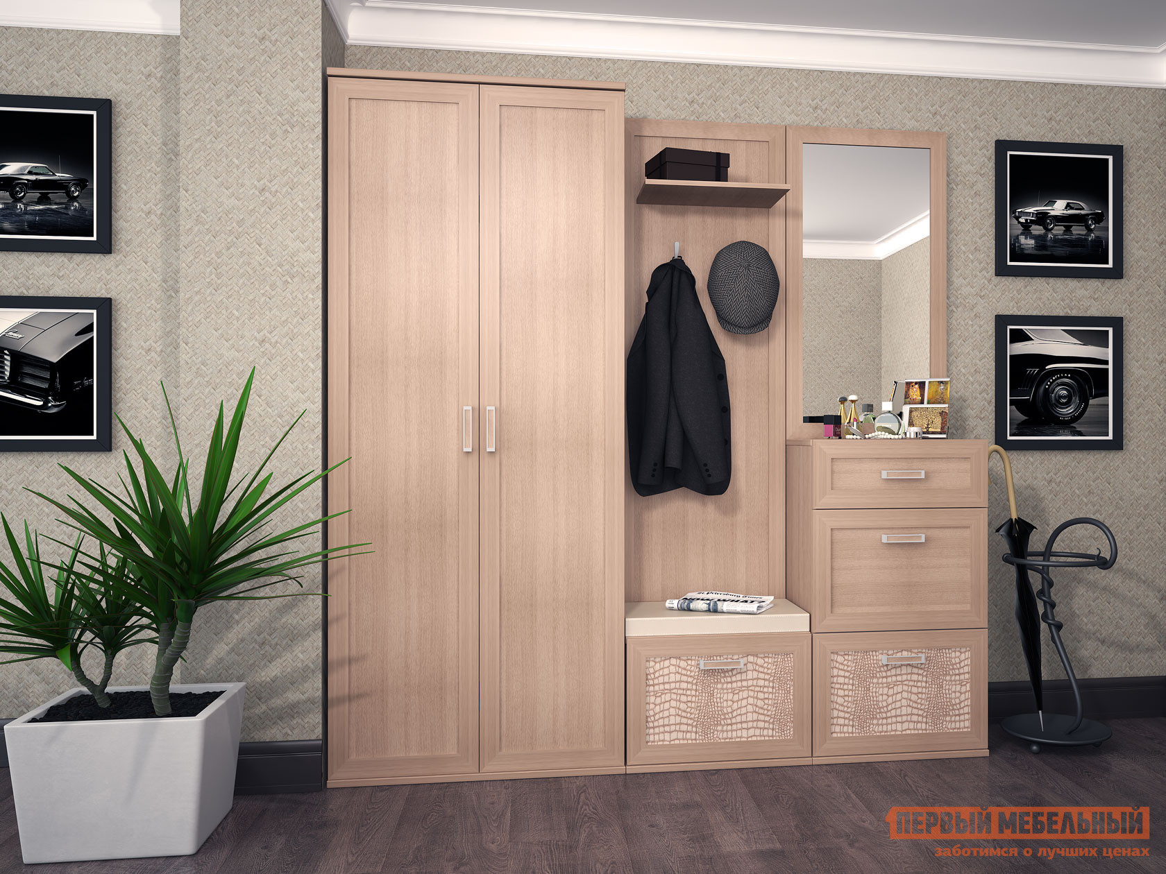 Настенное зеркало  Белла Выбеленный дуб, 1120 мм