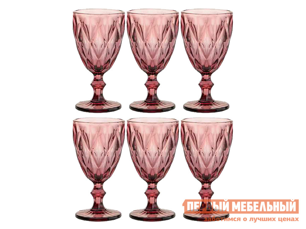 Бокал  Ромбо 6 шт. Граненое стекло, розовый Арти-М 139017