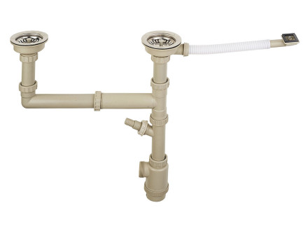 Двойной выпуск с переливом и сифоном 135-170386