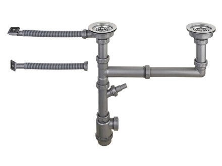 Двойной выпуск с переливом и сифоном 193-170388