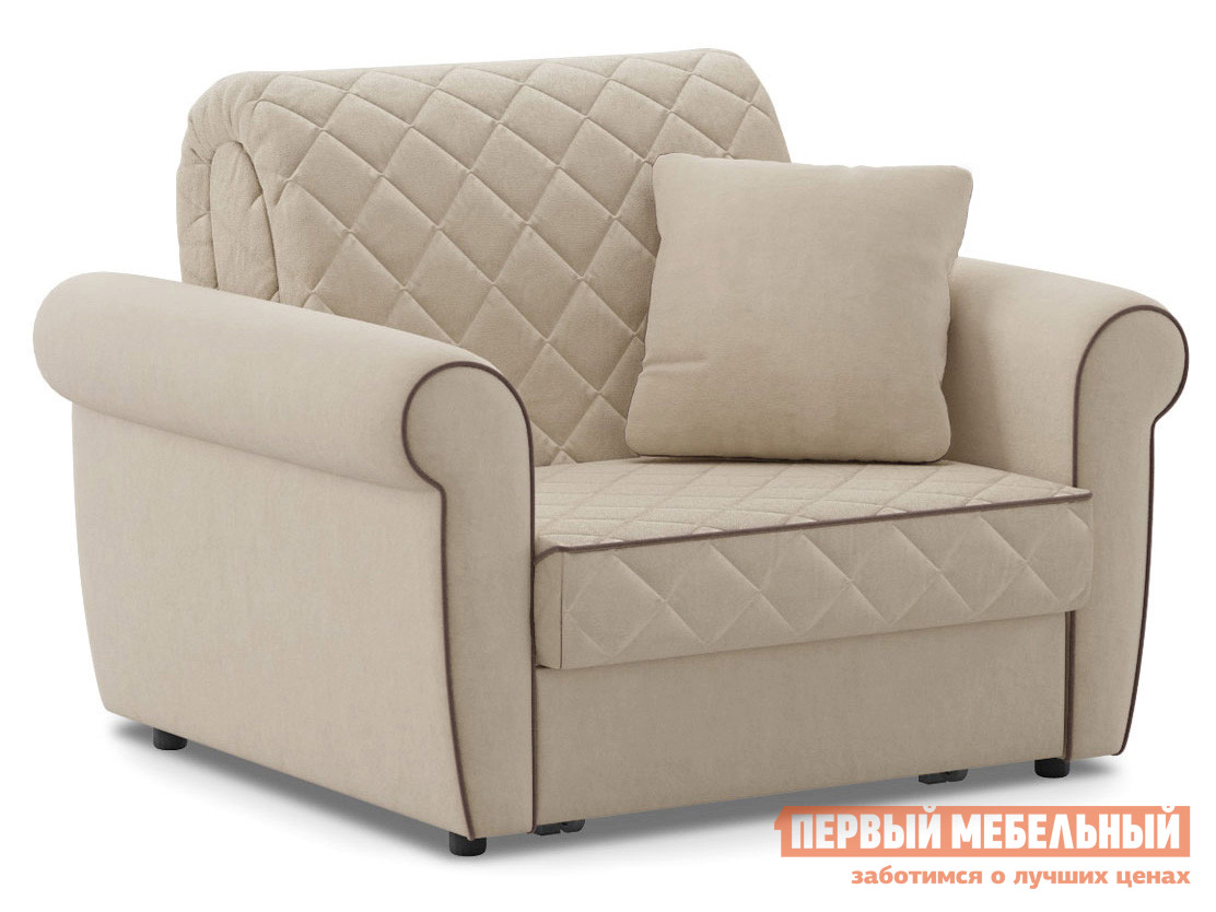 Кресло-кровать  Денвиль Бежевый, велюр, Независимый пружинный блок, новый, С ящиком