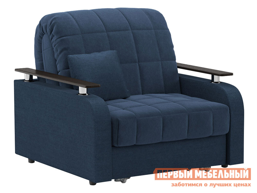 Кресло-кровать  Франческо Синий, велюр, Независимый пружинный блок, С ящиком