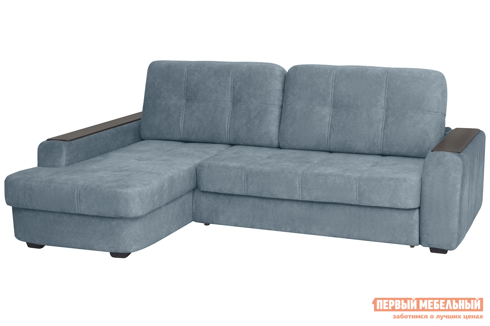 Угловой диван  Дрезден Серый, велюр, Левая