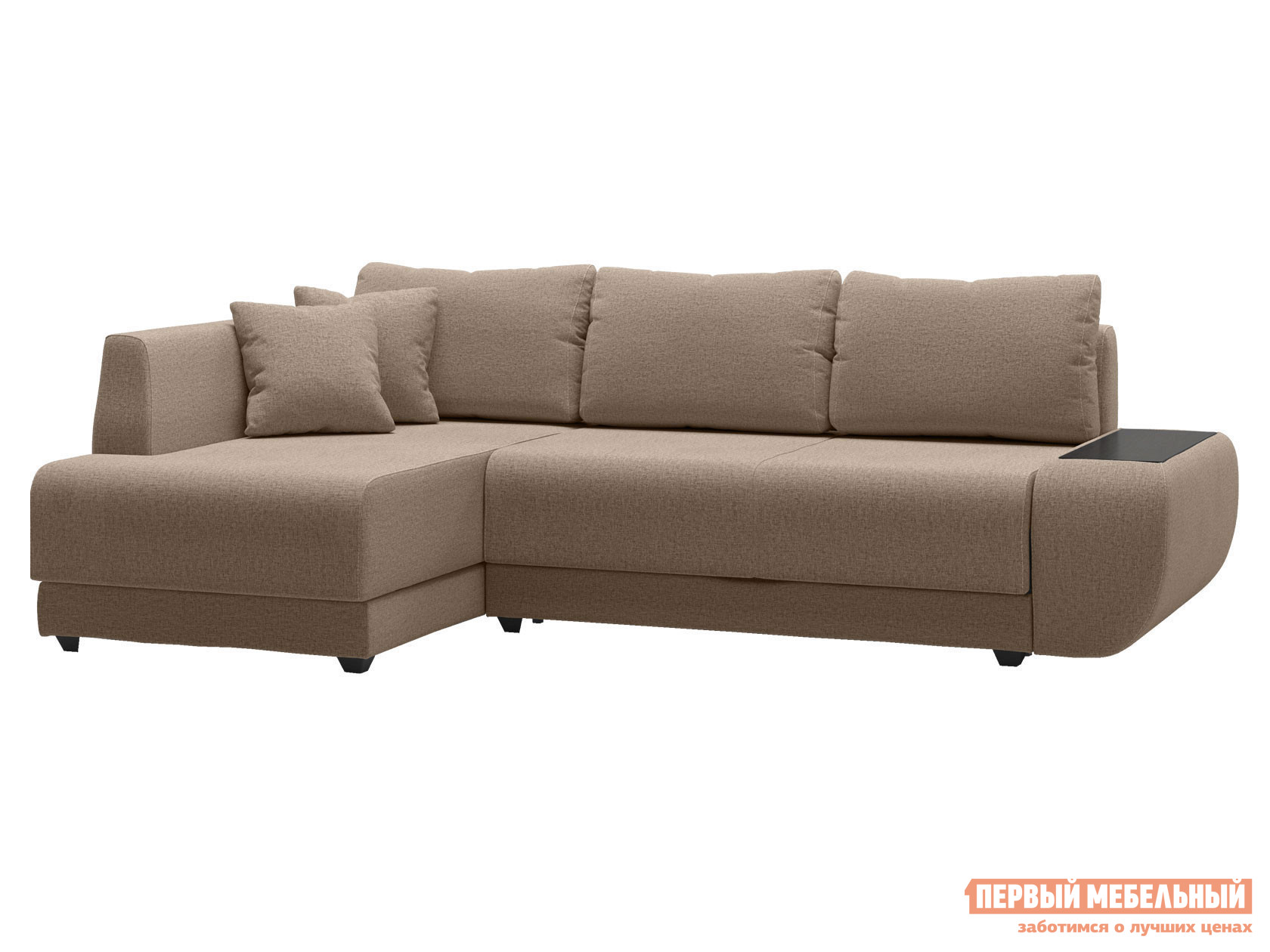 Угловой диван  Консул Медово-коричневый, рогожка, Левый