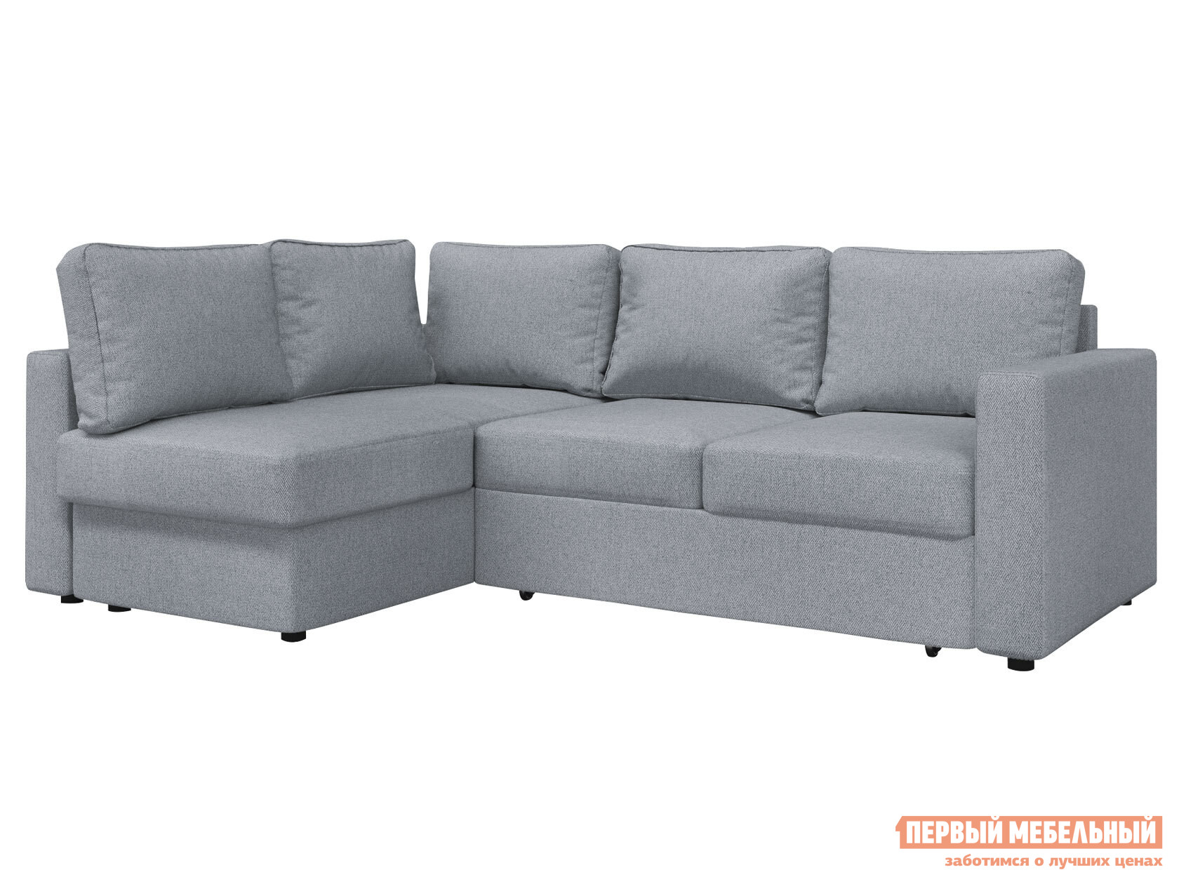 Угловой диван  Катрин Серебристый, рогожка, Левая