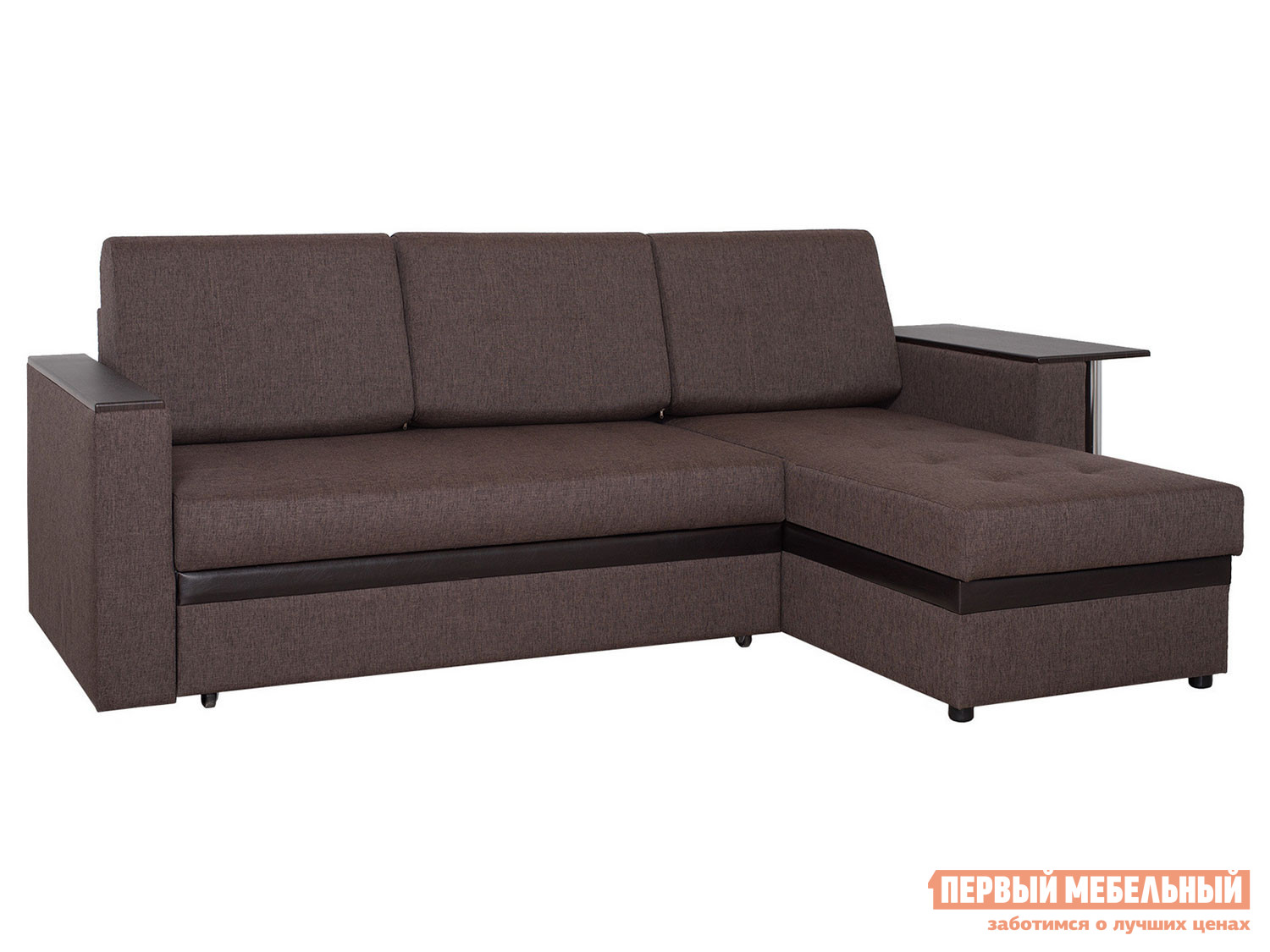 Угловой диван Атланта угловой Кофейный, рогожка / Вставка Mercury Dark Brown 524, иск. кожа