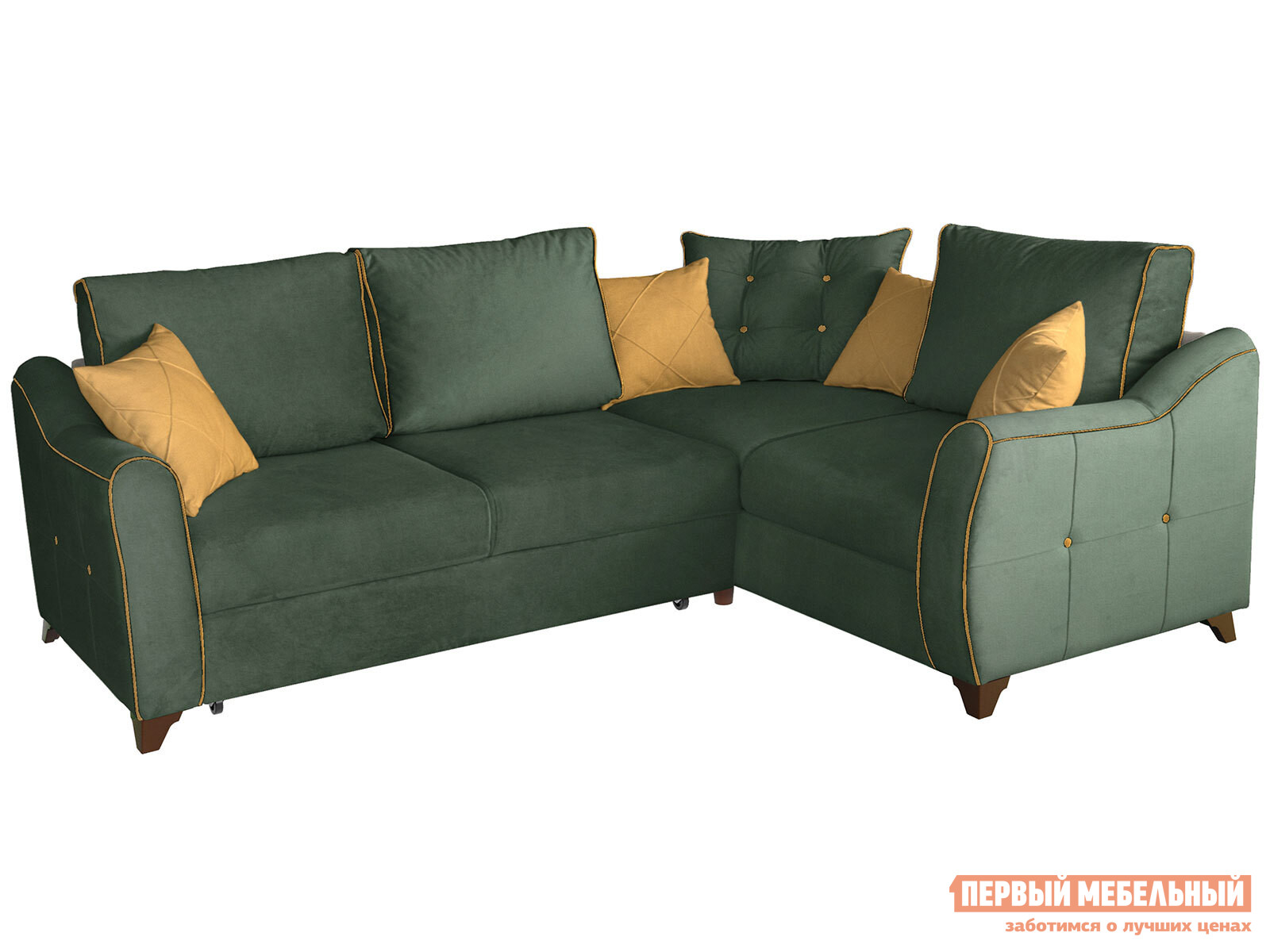 Угловой диван  Френсис угловой Лиственный / Желтый, велюр