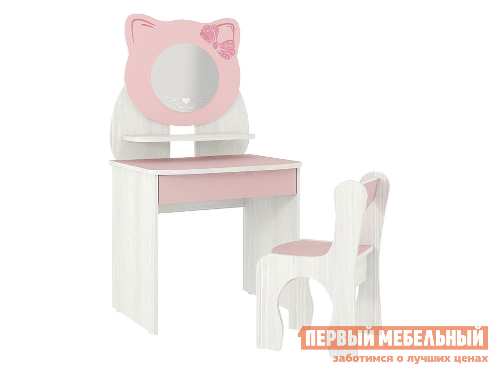 Столик и стульчик  Котенок Белый рамух / Розовый от Первый Мебельный