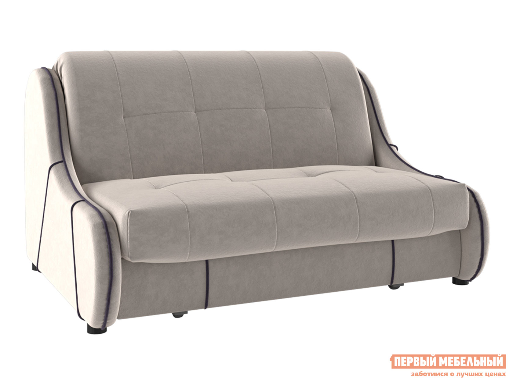 Прямой диван  Кельвин Пепельно-розовый, флок, 140х210 см, Без ящика