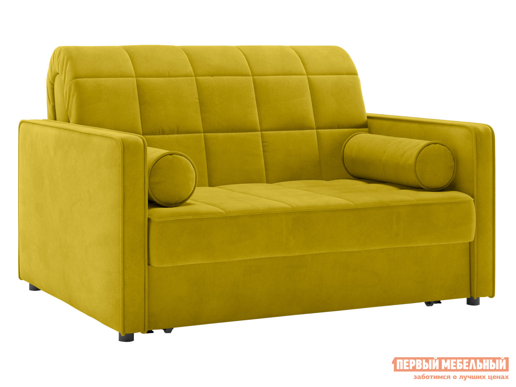 Прямой диван  Модена 1400 Х 2000 мм, Горчичный, велюр, Без ящика