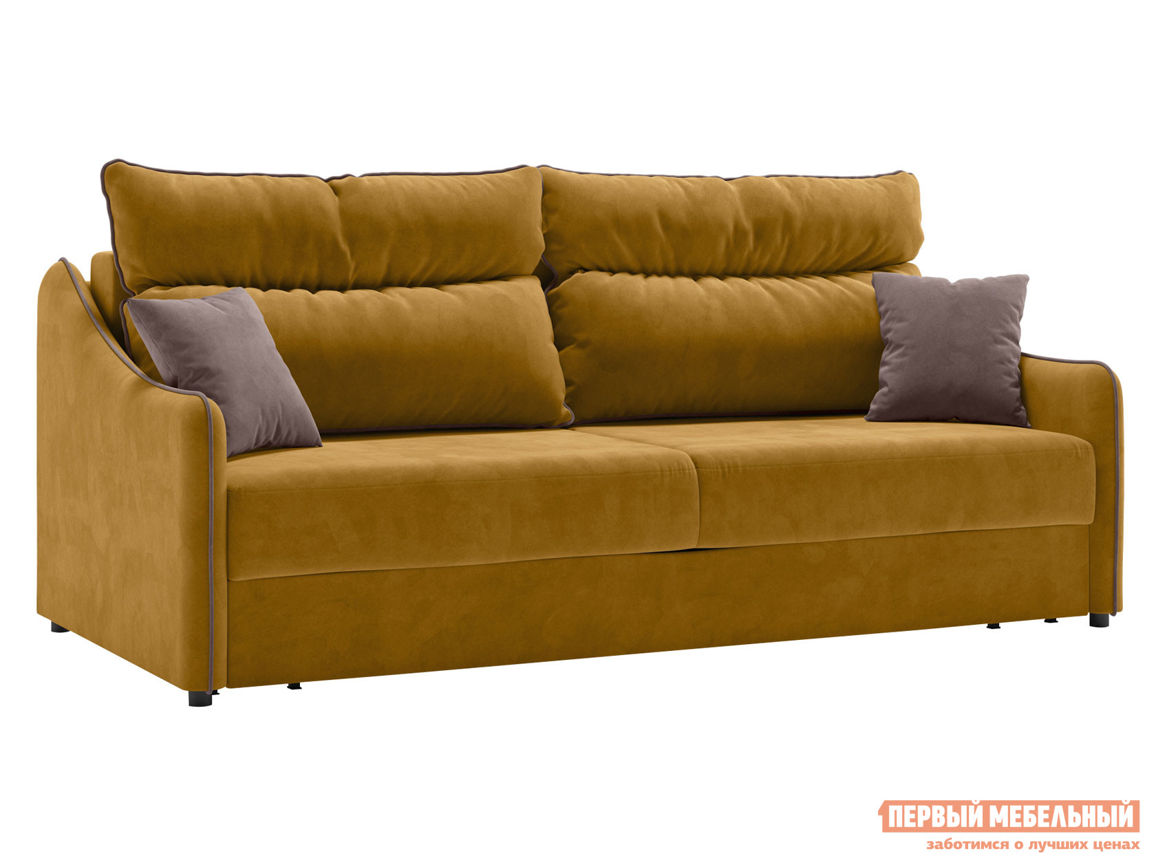 Прямой диван  Эскада Горчичный, велюр