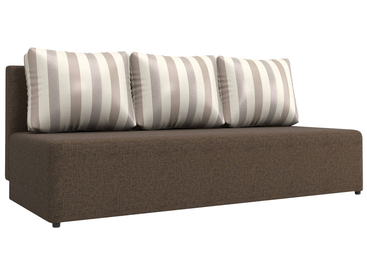 Прямой диван  Нексус Коричневый, рогожка / Серая полоска, жаккард