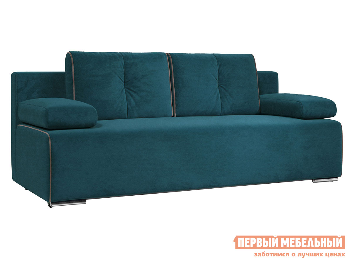 Прямой диван  Байон Синий, велюр