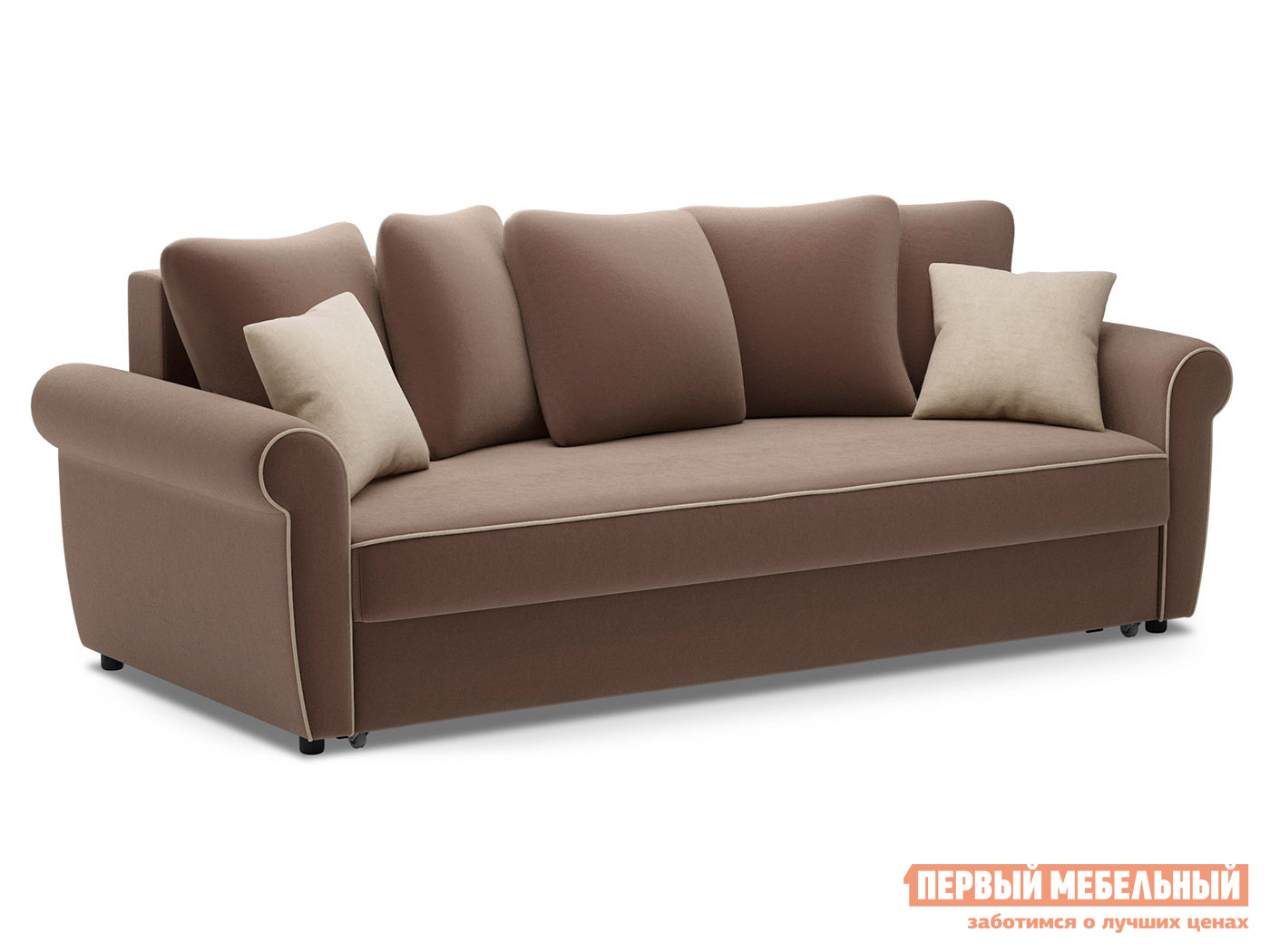 Прямой диван  Догвиль Коричневый, велюр, новый