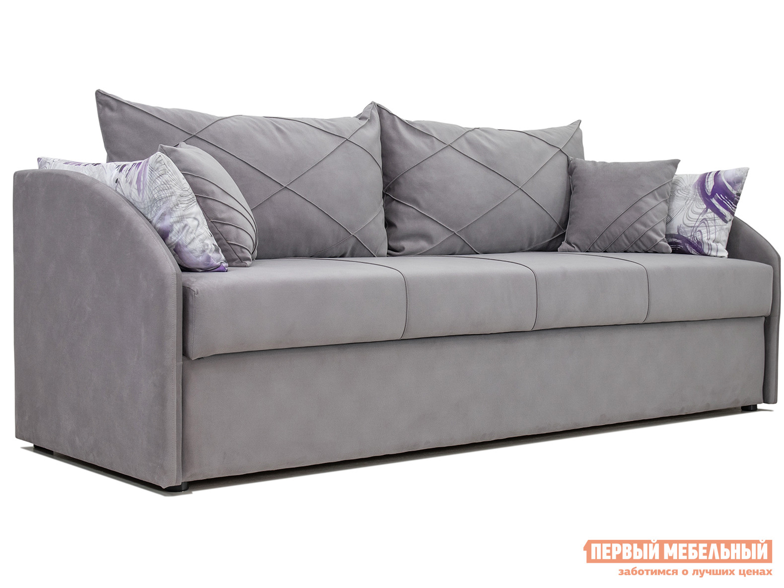 Прямой диван  Лавли Серебристый / Абстракция, велюр