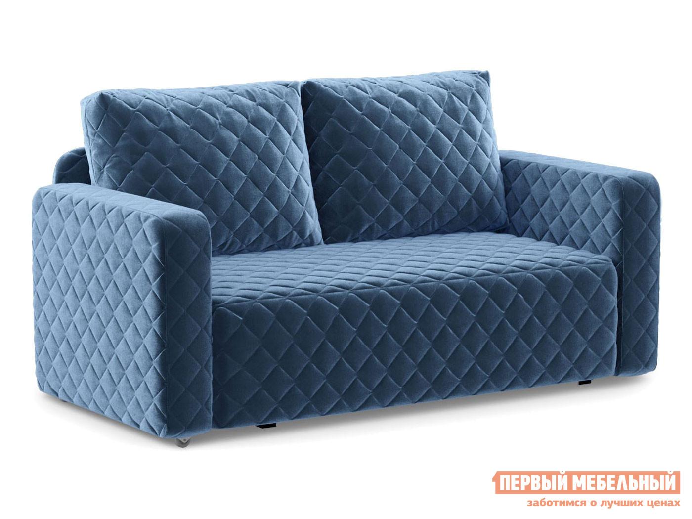 Прямой диван  Мортон Люкс 2 Синий, велюр , Правый