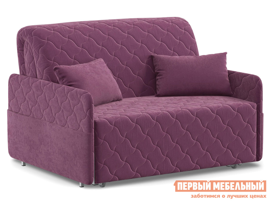 Прямой диван  Тино Фиолетовый, велюр, 120х200 см, Независимый пружинный блок, Без ящика
