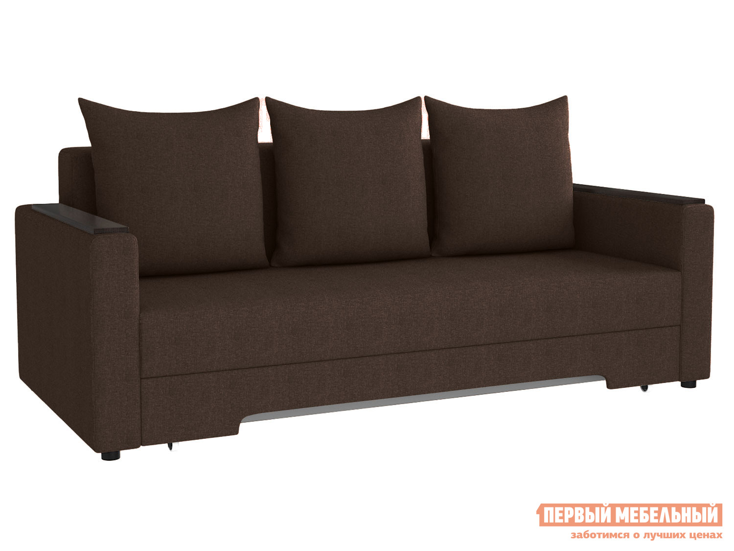 Прямой диван  Челси с подлокотниками Темно-коричневый, велюр Мягкая Линия 145895