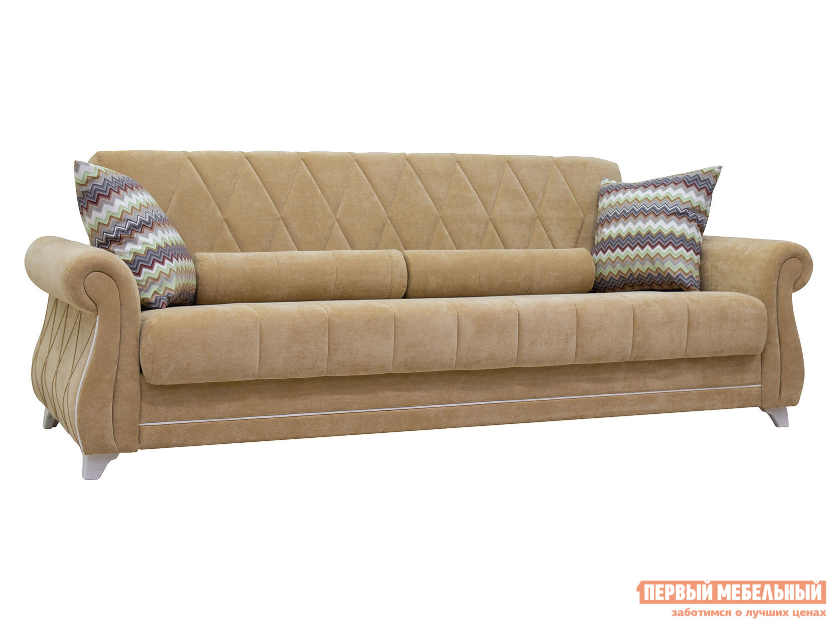 Прямой диван  Роуз Золотистый / Зигзаг, велюр