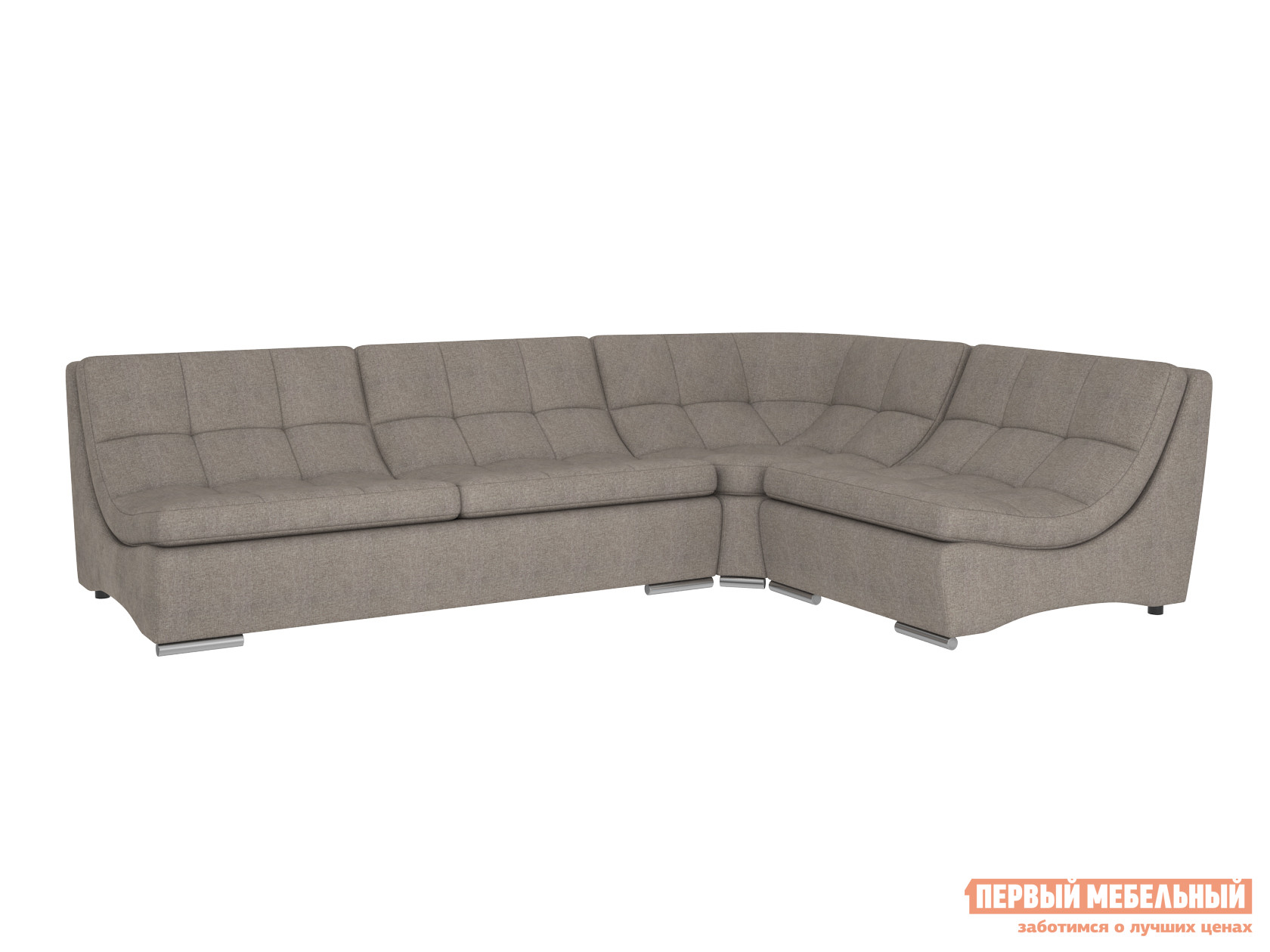 Угловой диван  Модульная система Сан-Диего, вариант 2 Серо-бежевый, рогожка Мягкая Линия 75537