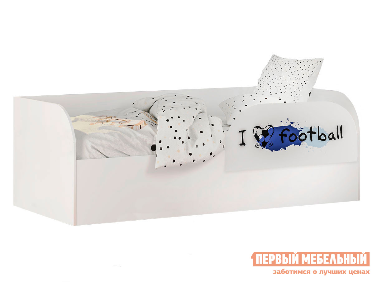 Детская кровать  Трио с ПМ Белый, король спорта, бортиком, Без мягкой спинки, Тиффани, велюр BTS 100989