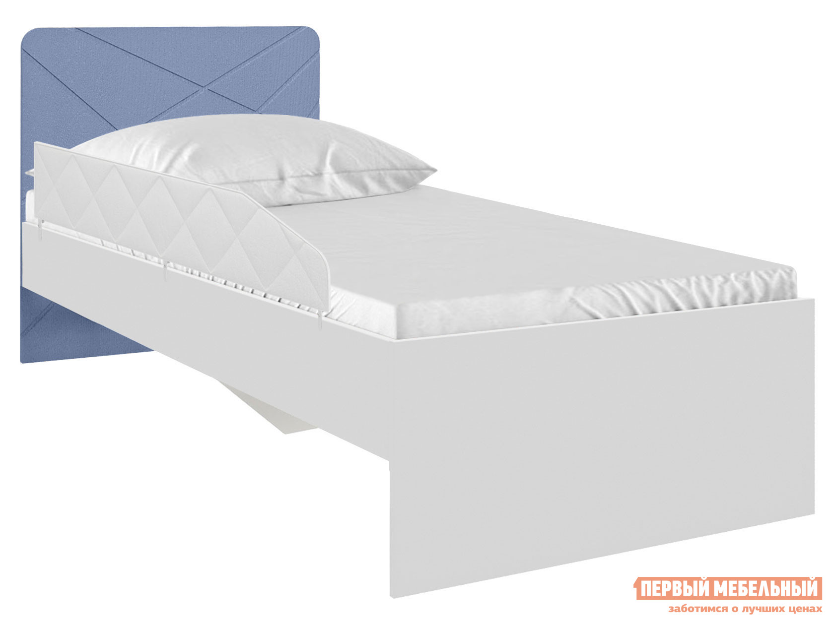 Детская кровать  Абрис С большим ограничителем и чехлом, Белый / Дуб Адриатика, Без ящиков, 80х200 см